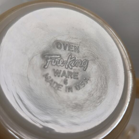 Vintage Fire King Peach Luster Set Of 3 Ovenware Beehive Soup Bowls With Handles - Picture 8 of 10